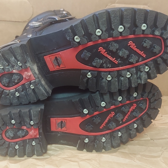 MILWAUKEE Men's "Road Captain" MB433 Black Leather Biker Boots Size 8.5D - Picture 7 of 11